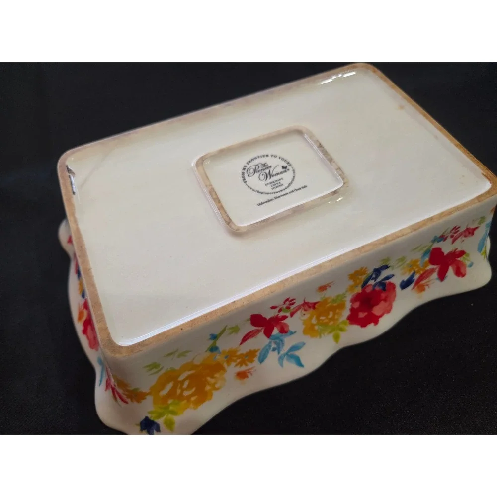 Pioneer Woman Breezy Blossom Rectangular Stoneware Baking Dish Floral 2918DMT